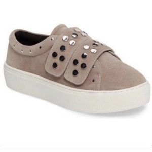 Rebecca Minkoff Natasha Studded Sneaker Sand Suede Sz 7